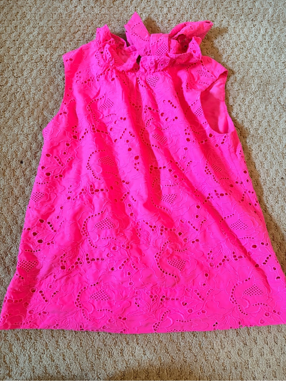 Lilly Pulitzer Hot Pink Eyelet Ruffle Blouse